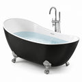 Vasca da bagno freestanding in acrilico nero e bianco con piedini in metallo