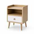 Comodino in legno con cassetto bianco 60x40x35 cm