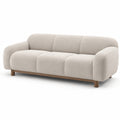 Divano in Tessuto Bouclé Beige con Struttura in Legno