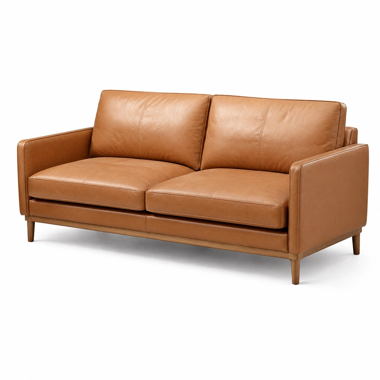 Divano in pelle con struttura in legno