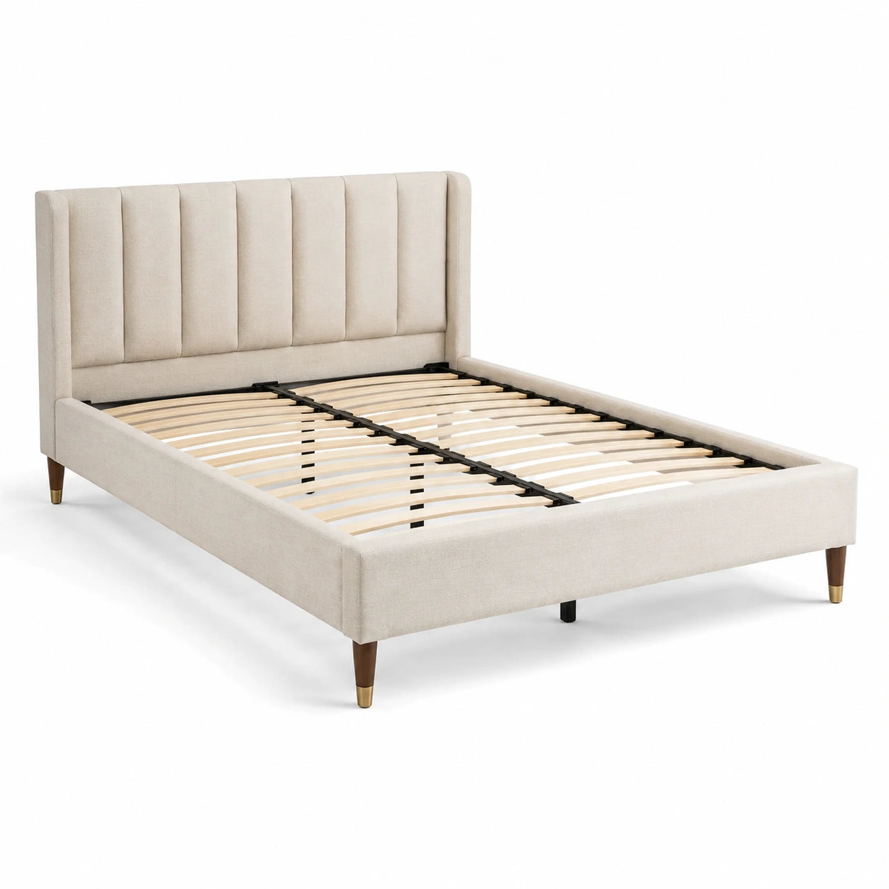 Letto matrimoniale imbottito beige 160x200 cm