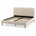 Letto matrimoniale in legno e tessuto beige 200x160 cm