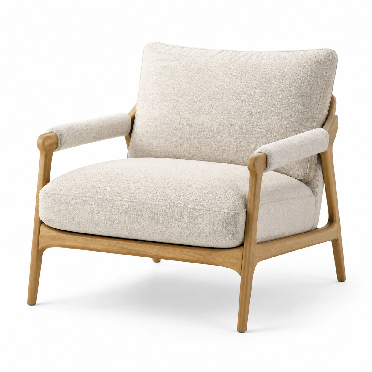 Poltrona in legno con tessuto beige 75x80x85 cm