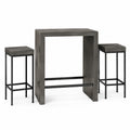 Set da bar con tavolo in cemento e sgabelli in metallo nero
